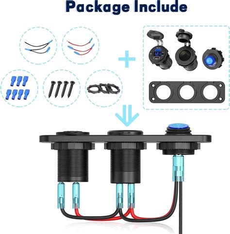 V Usb Panel Cigarette Lighter Socket With Rocker Switch Qidoe