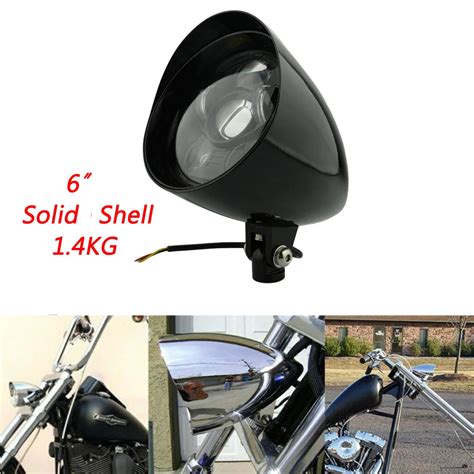 Phare De Moto Tri Bar De 6 Pouces Visi Re En Aluminium Noir Brillant