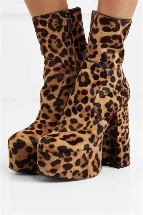 Leopard Print Billy Leopard Print Calf Hair Platform Ankle Boots