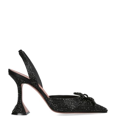 Womens Amina Muaddi Black Crystal Rosie Slingback Pumps Harrods Uk