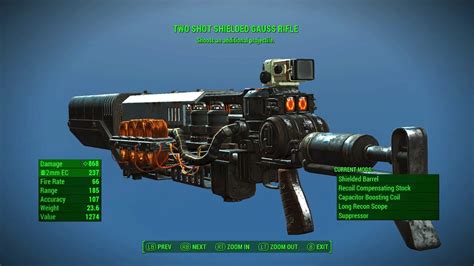 Fallout 4 Two Shot Gauss Rifle Best Gauss Rifle Legendary Weapon Youtube