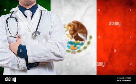 Doctor With Arms Crossed On Mexico Flag Background Doctor With