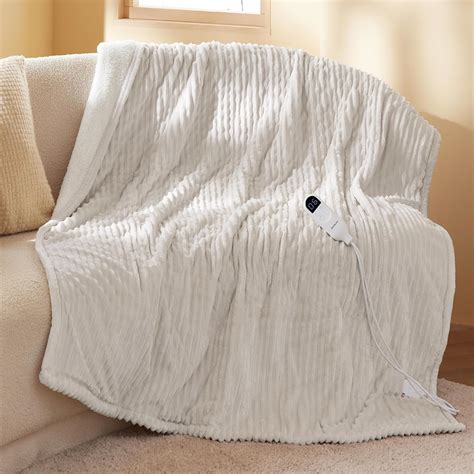 Amazon Bedsure Heated Blanket Electric Throw Soft Ribbed Flannel