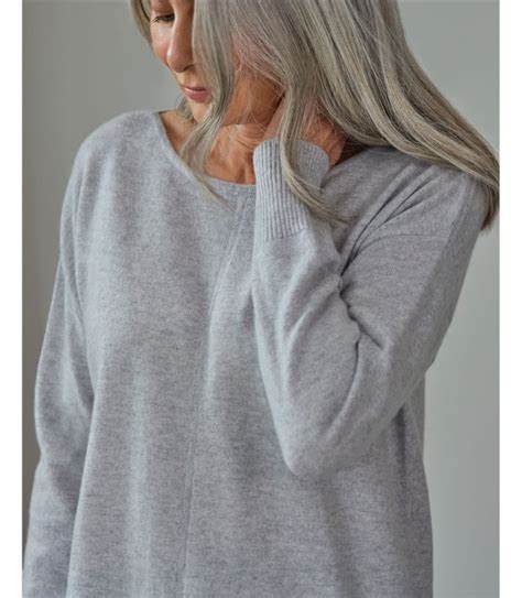 Glass Grey Luxurious Cashmere Boat Neck Jumper WoolOvers AU