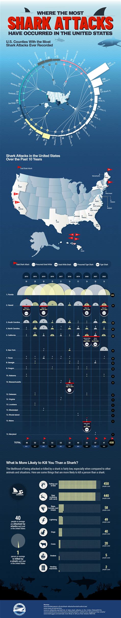 Where Most Shark Attacks Occur (Infographic)