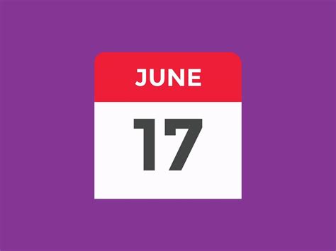 june 17 calendar reminder. 17th june daily calendar icon template ...