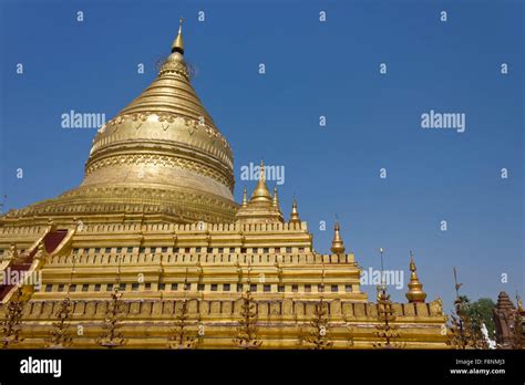 Shwezigon Pagoda Is The One Of The Most Beautiful Pagodas In Bagan The