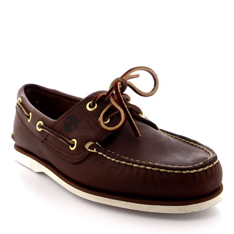 Mens Timberland Classic 2 Eye Boat Lace Up Smart Leather Deck Boat