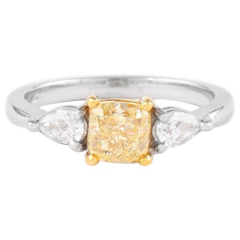 Gia Ct Cushion Fancy Yellow Diamond With Diamond Halo Ring K