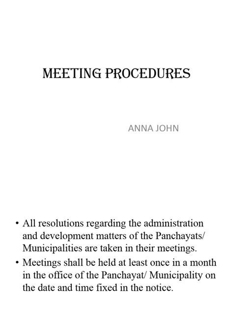 Meeting Procedures Pdf Quorum Committee