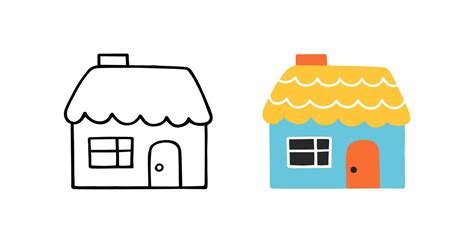 Cute home in hand drawn style. Cartoon house. Flat vector illustration ...