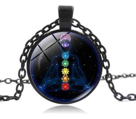 Collar 7 Chakras Reiki Armoniza Meditar Dije Cadena Negro Meses Sin