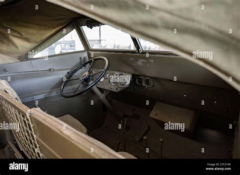 Interior view of the American GMC DUKW amphibious military vehicle ...