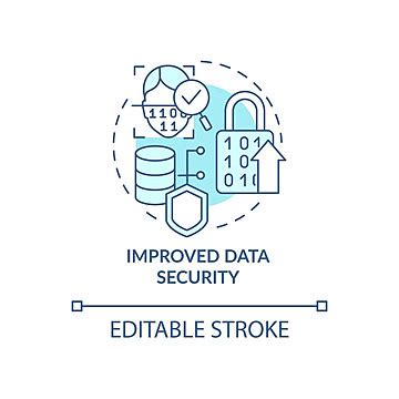 Improved Data Security Turquoise Concept Icon Vector Safety Lineart