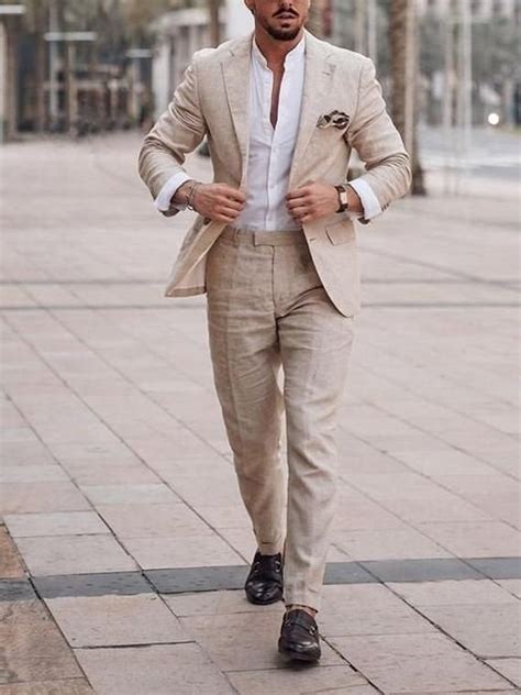 Men Linen Suit Beige Linen Suit Beach Wedding Suit Linen Suit Etsy Canada