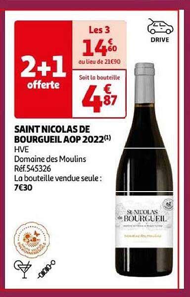 Promo Saint Nicolas De Bourgueil Aop Hve Domaine Des Moulins Chez