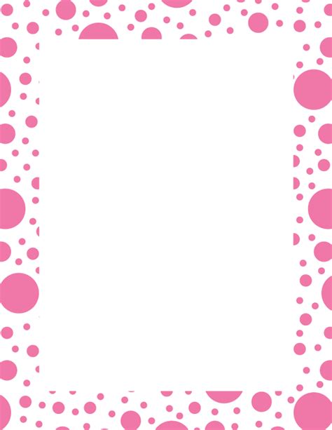 Printable Pink On White Random Polka Dot Page Border