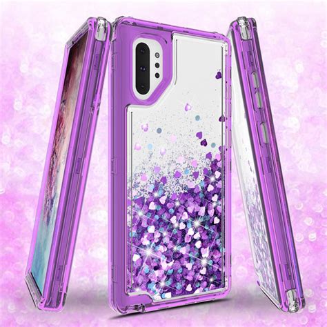 Samsung Galaxy Note 10 Plus Casehard Clear Glitter Sparkle Flowing Li Spy Phone Cases And