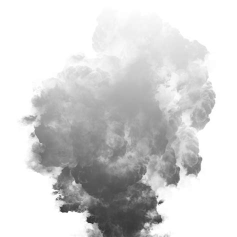 Black smoke rising up effect isolated on transparent background for compositing and manipulation ...