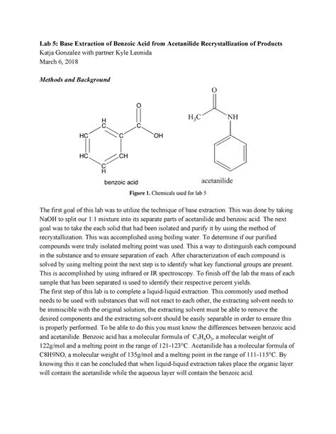 Extraction Of Benzoic Acid And Naphthalene Lab Report Acid 2022 10 03