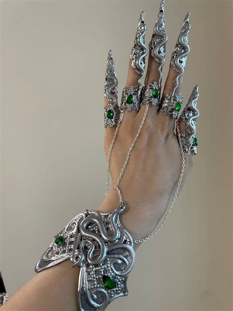 Medusa Hand Armor Snakes Claw Rings Set For One Hand Witch Pagan