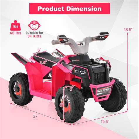 Gymax 6 V Atv Quad Powered Ride On Toy With Direction Control