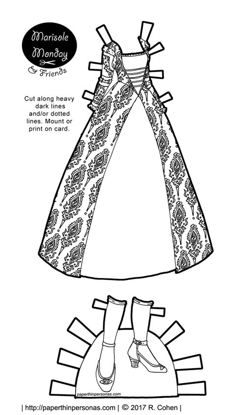 Marisole Monday And Friends A Tudor Inspired Printable Paper Doll Dress