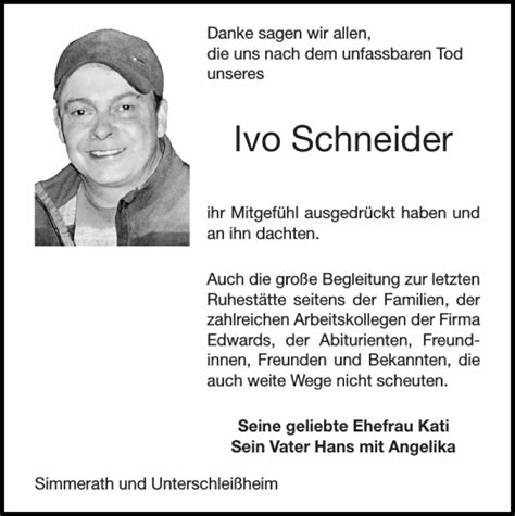 Traueranzeigen Von Ivo Schneider Aachen Gedenkt