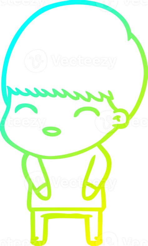 Cold Gradient Line Drawing Happy Cartoon Boy 38485468 Png