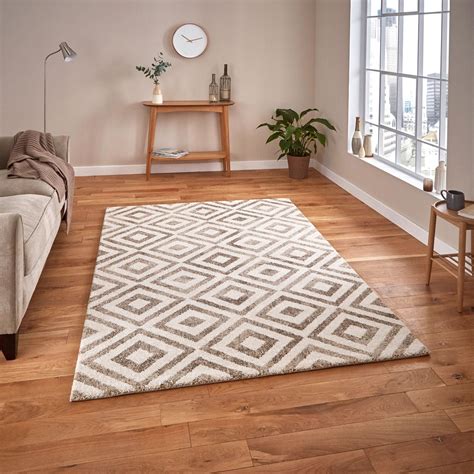 Elegant Geometric Pattern Rugs In Beige For Living Bed Room Etsy UK