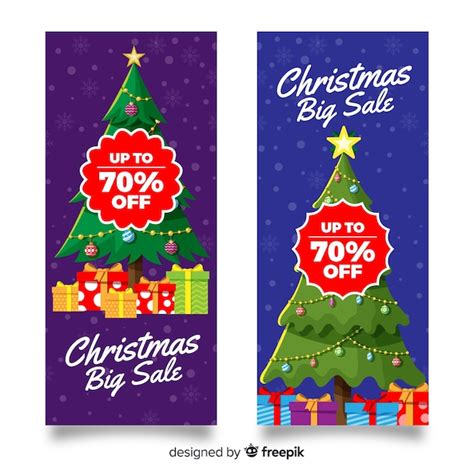 Plantilla De Banners De Venta De Navidad De Dise O Plano Vector Gratis