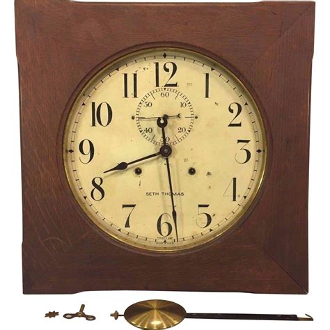 Vintage Seth Thomas Office No 11 Wall Clock Oak Case Not Running W From Timelesstokensde On