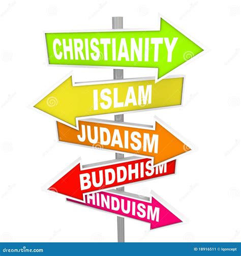 Five Major World Religions On Arrow Signs Stock Image - Image: 18916511