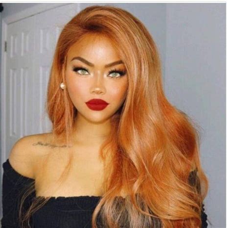 Orange Auburn Wavy Lace Front Wig Etsy