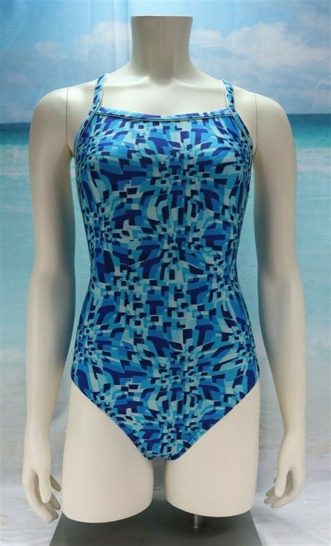 Speedo Optical Burst Prolt Flyback Swimsuit Size 12 38 Swimwear