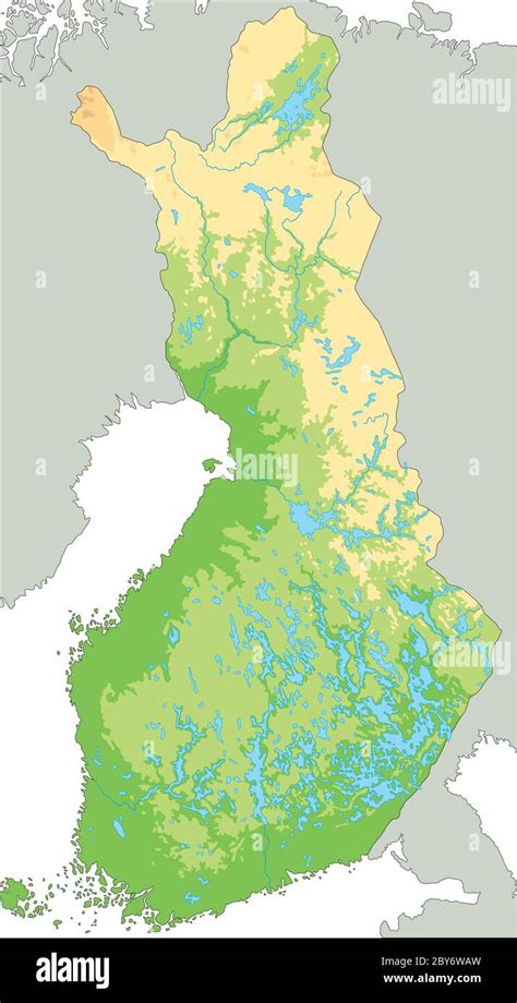 High Detailed Finland Physical Map Stock Vector Image Art Alamy