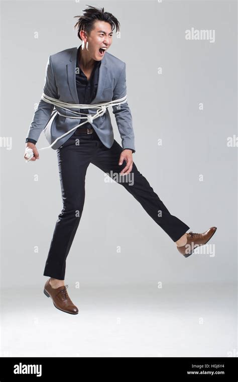 Young Man Tied Up With Rope Stock Photo 130707672 Alamy