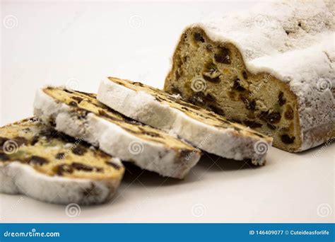 The Three Slices And The Main Part Of Stollen Isolated On A White