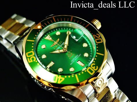 Invicta Men S 47mm GRAND DIVER Automatic GREEN DIAL Gold Two Tone SS