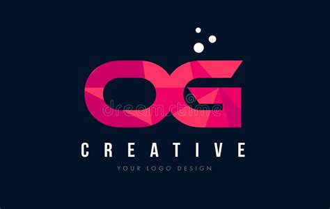 OG O G Letter Logo With Purple Low Poly Pink Triangles Concept Stock