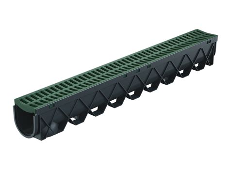 Storm Drain™ 1m Complete With Heritage Green Plastic Grate Reln