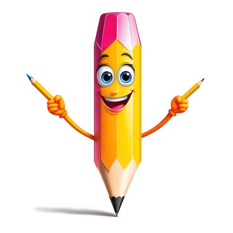 Mascot Character Pencil On White Background Premium Ai Generated Image