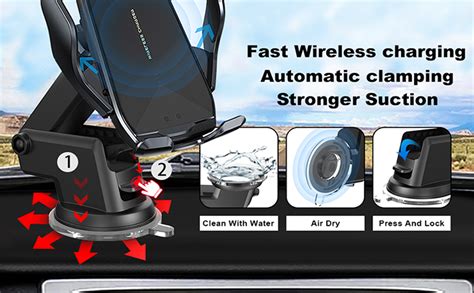 Wireless Car Charger 15w Qi Fast Charging Auto Clamping Cell Phone Car