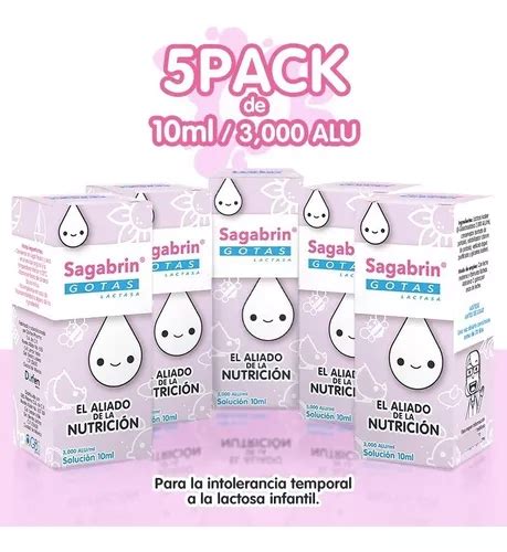 Pack 5pz Sagabrin 10 Ml Gotas Intolerancia A La Lactosa Cuotas Sin