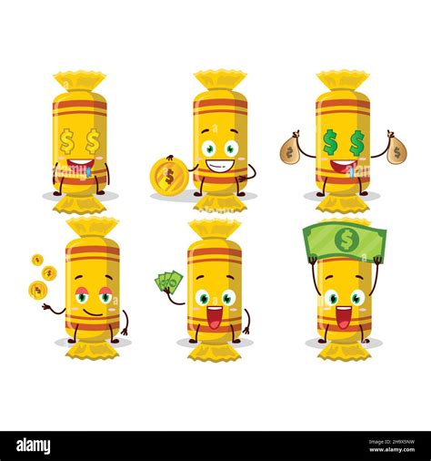 Yellow Long Candy Package Cartoon Character With Cute Emoticon Bring