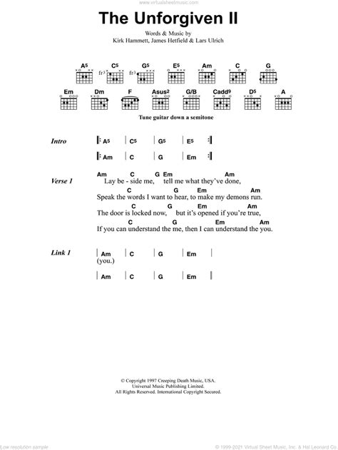 The Unforgiven II Sheet Music For Guitar Chords PDF