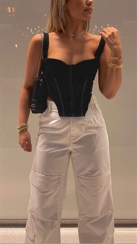 Corset Top Outfit Black Corset Going Out Outfits Cargo Pants Outfit