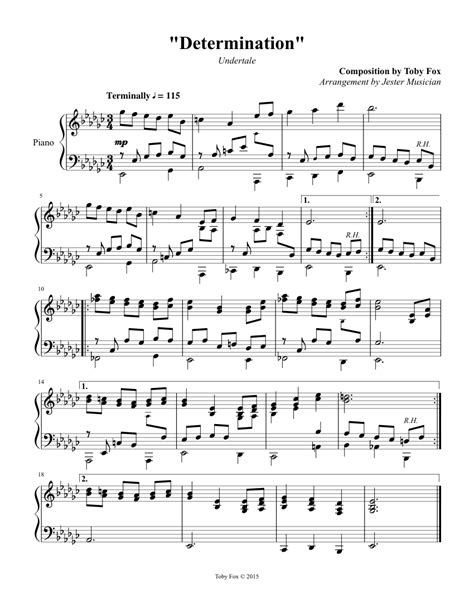 Undertale 011 Determination Sheet Music For Piano Solo