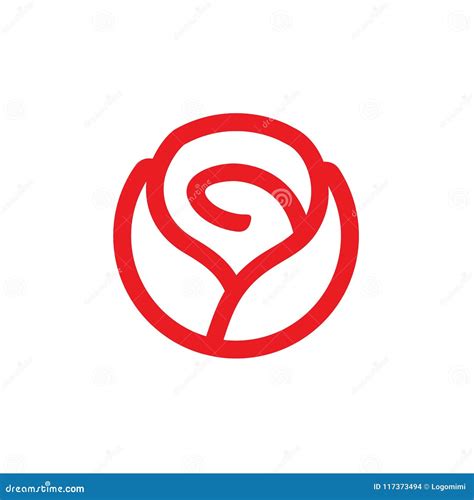 Red Rose Flower Vector Logo Design Abstract Rose Line Art Flower Logo