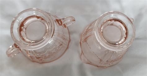 Pink Depression Glass Creamer And Sugar Bowl Indiana Glass Co